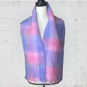 Cushendale Check Mohair Wool Fringe Scarf Made In Ireland